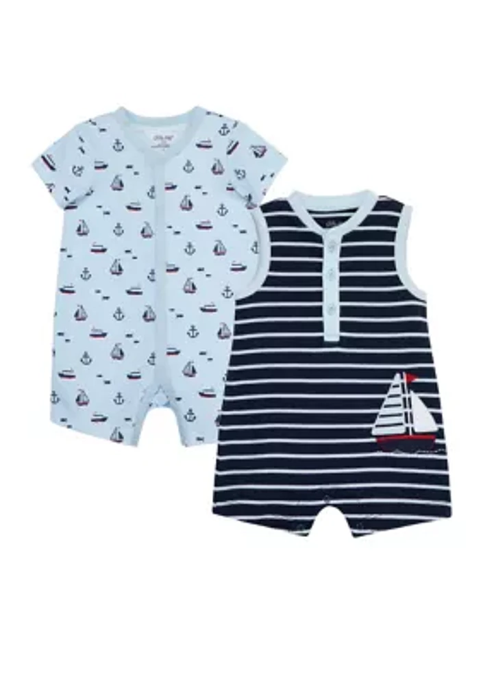 Baby Boys Sailboat 2 Pack Rompers