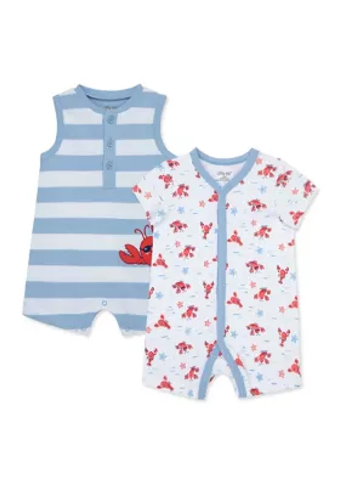 Baby Boys Lobster Printed Rompers - 2 Pack