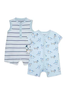 Baby Boys Baseball Printed Rompers - 2 Pack