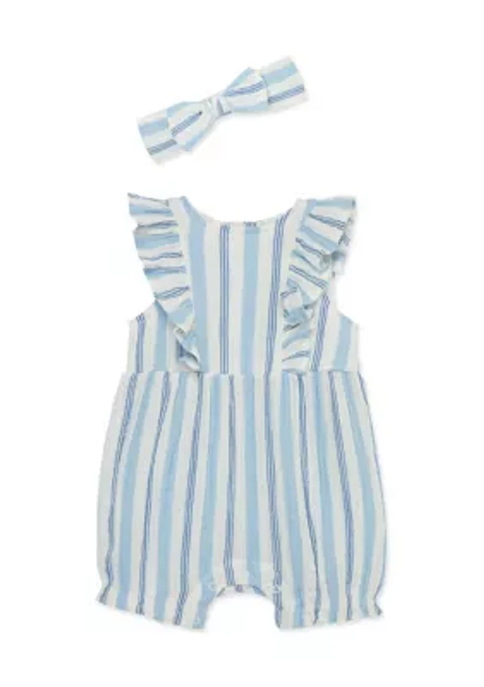 Baby Girls Stripes Romper with Headband