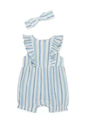 Baby Girls Stripes Romper with Headband