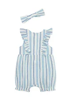 Baby Girls Stripes Romper with Headband