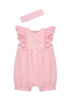 Baby Girls Candy Eyelet Romper with Headband