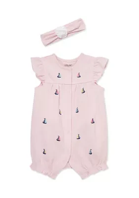 Baby Girls Sailboat Romper with Headband