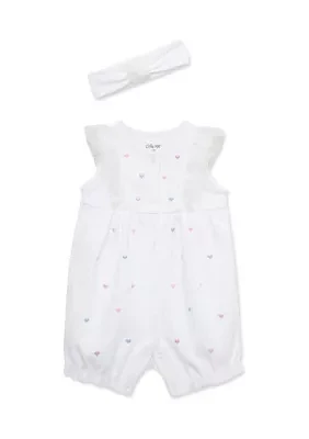 Baby Girls Hearts Romper with Headband