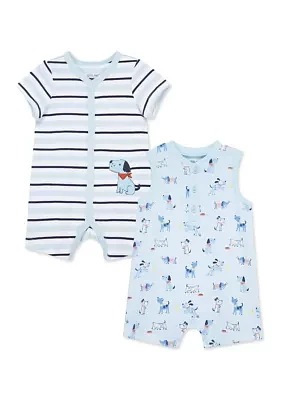 Baby Boys Puppies Two Pack Rompers