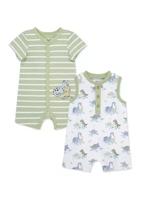 Baby Boys Dinos Two Pack Rompers