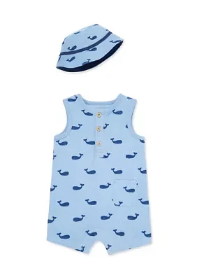 Baby Boys Whales Romper with Hat