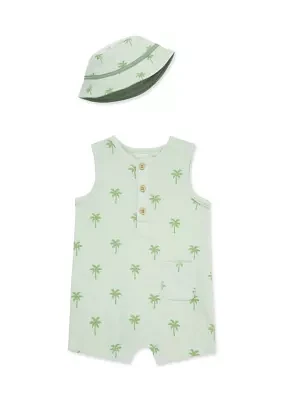 Baby Boys Palm Tree Romper with Hat