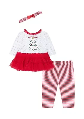 Baby Girls Sparkle Tree Dress with Leggings and Headband