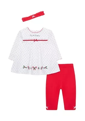 Baby Girls Holly Top and Leggings Set with Headband