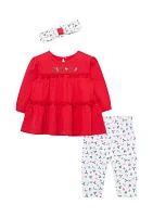 Baby Girls Candy Cane Top Set with Headband