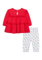 Baby Girls Candy Cane Top Set with Headband