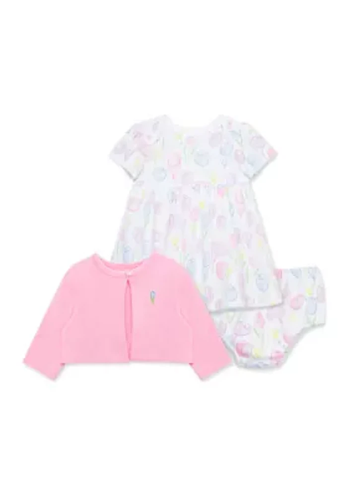 Baby Girls Pretty Tulips Dress Set with Bloomers