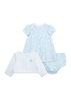 Baby Girls Daisy Dot Dress Set with Bloomers