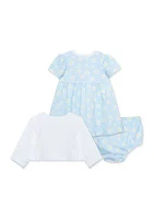 Baby Girls Daisy Dot Dress Set with Bloomers