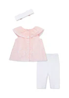 Baby Girls Pink Eyelet Set with Headband