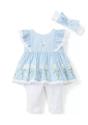 Baby Girls Daisy Border Top and Headband Set