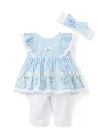 Baby Girls Daisy Border Top and Headband Set