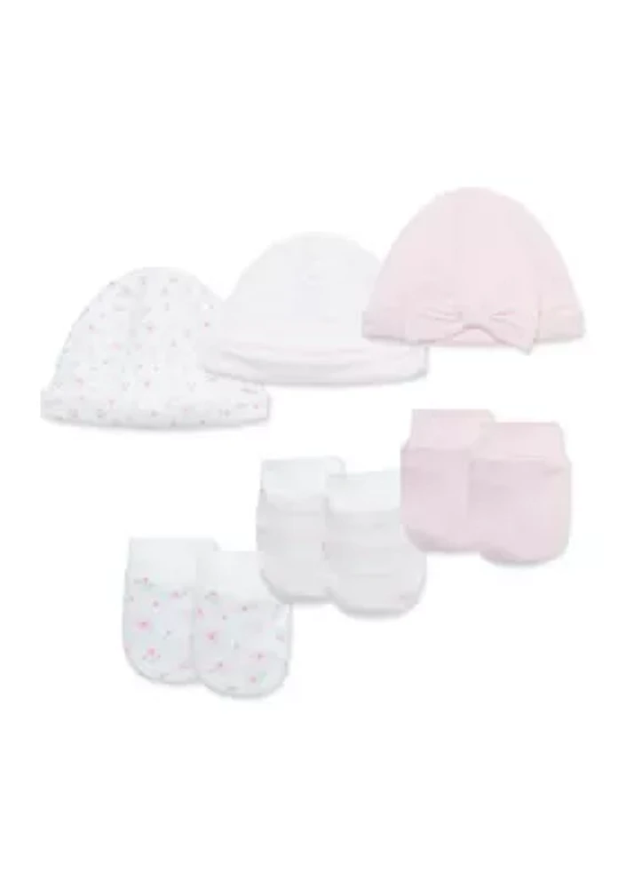 Baby Girls Springtime Hat and Mittens Set