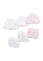 Baby Girls Springtime Hat and Mittens Set