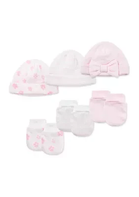 Baby Girls Petals Hat and Mitten Set