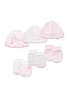 Baby Girls Petals Hat and Mitten Set