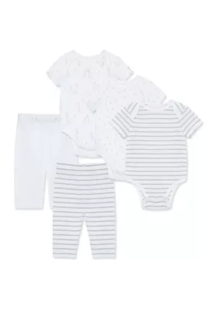 Baby Boys Fun 5 Piece Bodysuit and Pants Set