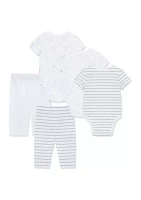 Baby Boys Fun 5 Piece Bodysuit and Pants Set