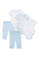 Baby Boys Snuggly 5 Piece Bodysuit and Pants Set