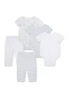 Baby Ducks 5 Piece Bodysuits and Pants Set