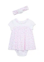 Baby Girls Rosebud Popover with Headband