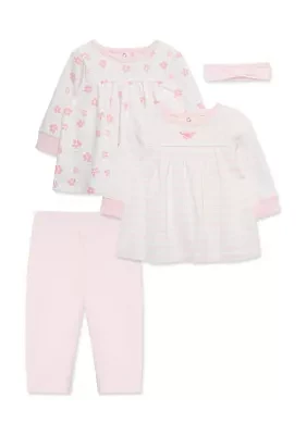 Baby Girls Petals 3 Piece Pant Set with Headband