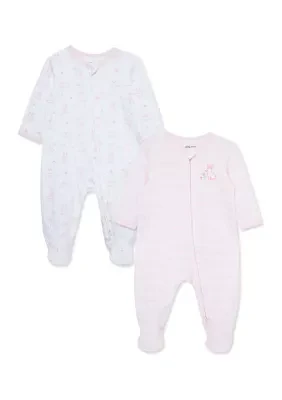 Baby Girls Bunny Printed Footie Pajamas