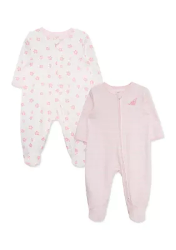 Baby Girls Petals 2 Pack Footies