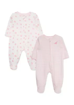 Baby Girls Petals 2 Pack Footies