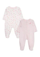 Baby Girls Petals 2 Pack Footies