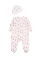 Baby Girls Petals Quilted Footie Pajamas with Hat