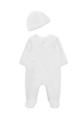 Baby Boys Cuddles Quilted Printed Footie Pajamas with Hat