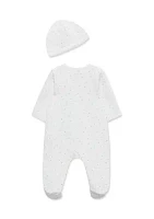 Baby Boys Cuddles Quilted Printed Footie Pajamas with Hat