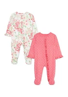 Baby Girls Lush Floral 2 Pack Footies