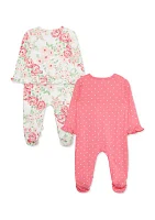 Baby Girls Lush Floral 2 Pack Footies