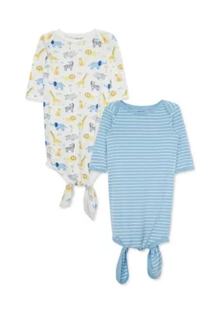 Baby Boys Jungle 2 Pack Knot Sleep Gowns