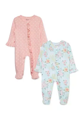 Baby Girls Meadow Footie Pajamas - 2 Pack