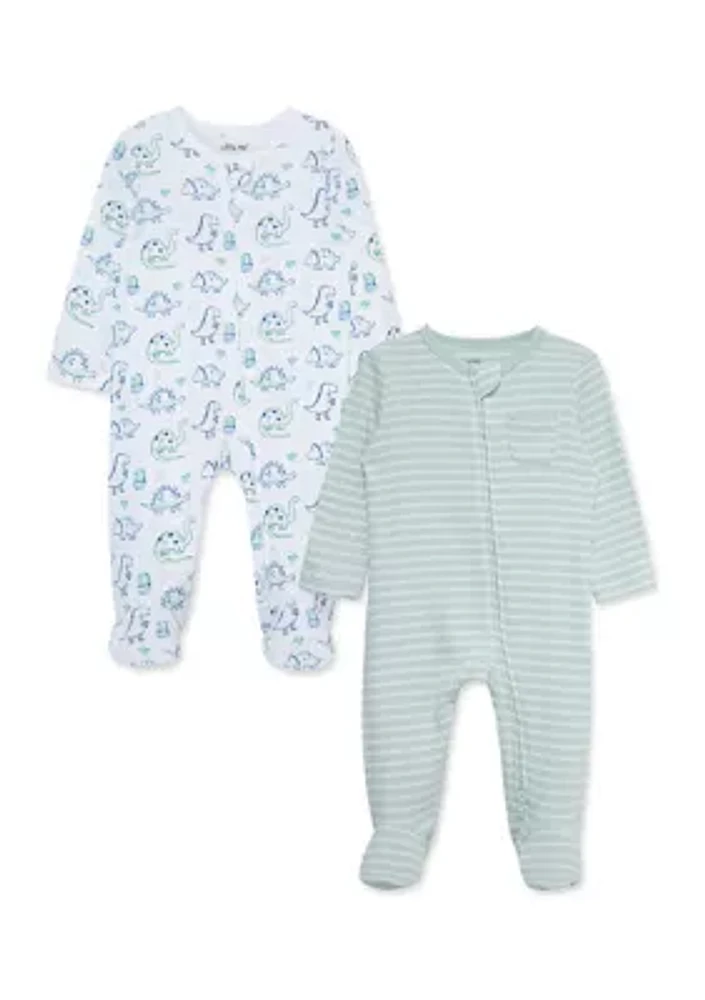 Baby Boys Dino Footie Pajamas - 2 Pack