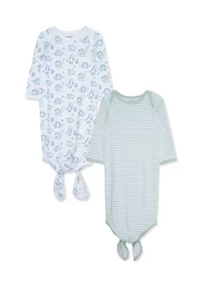 Baby Boys Dino Knot Nightgowns - 2 Pack