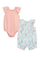 Baby Girls Meadow Rompers - 2 Pack