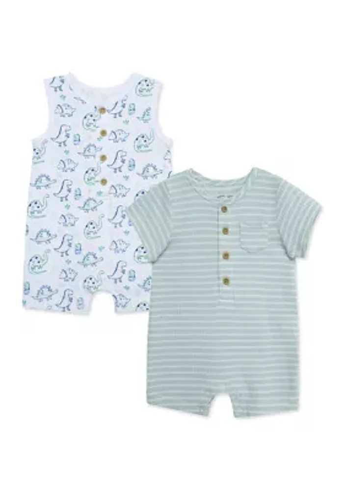 Baby Boys Dino Rompers - 2 Pack