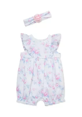 Baby Girls Roses Romper with Headband