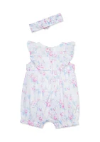 Baby Girls Roses Romper with Headband